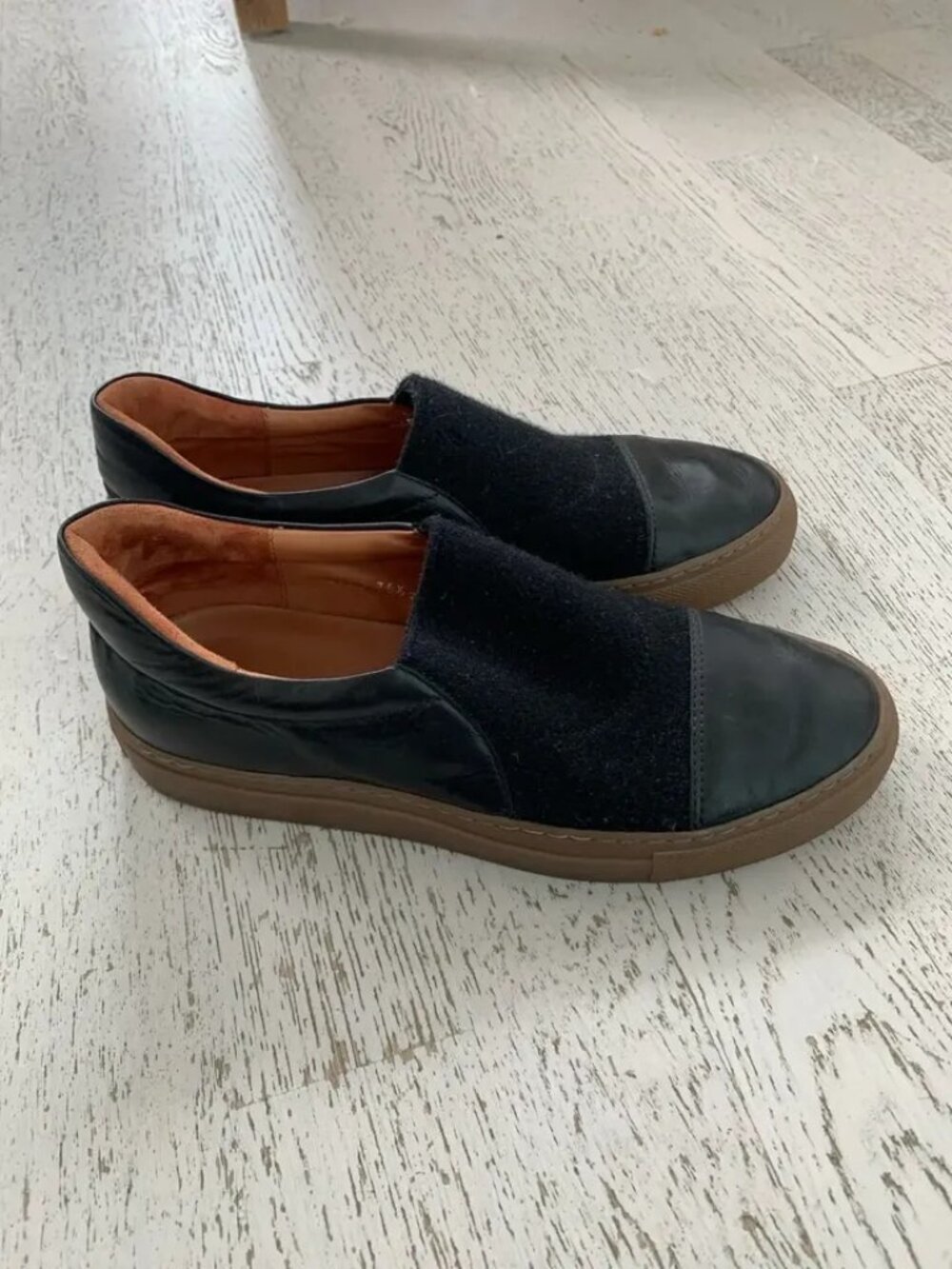 Dries Van Noten Black Leather & Felt Slip-On Shoes 36.5